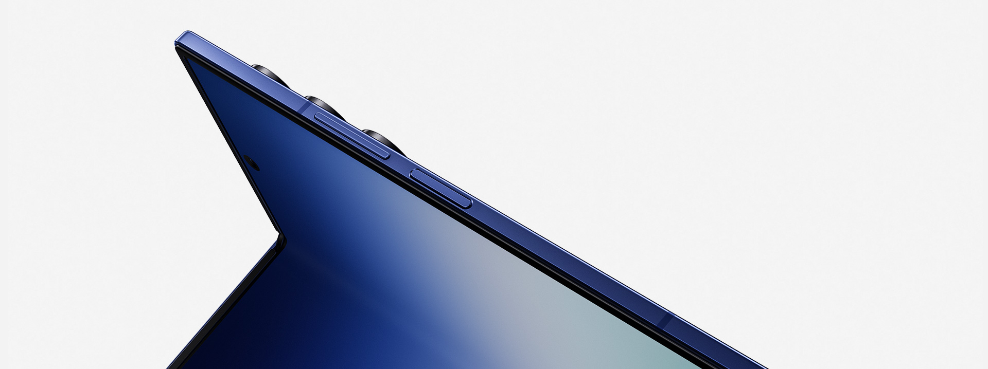 Close-up of a Blue Shadow Samsung Galaxy Z Fold7 showing its thin folding form